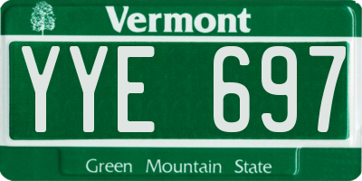 VT license plate YYE697