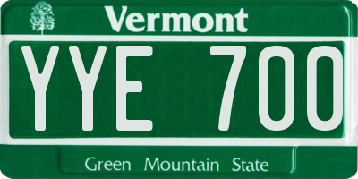 VT license plate YYE700