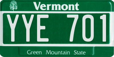 VT license plate YYE701