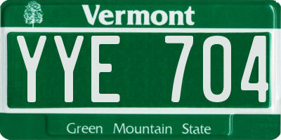 VT license plate YYE704