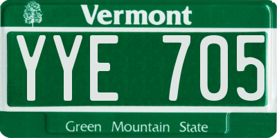 VT license plate YYE705