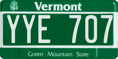 VT license plate YYE707
