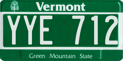 VT license plate YYE712