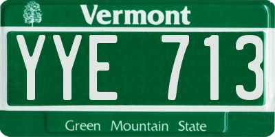 VT license plate YYE713