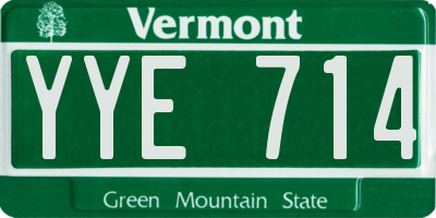 VT license plate YYE714
