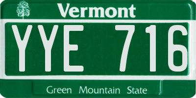 VT license plate YYE716