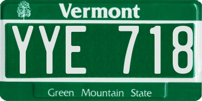 VT license plate YYE718