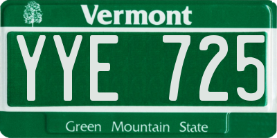VT license plate YYE725