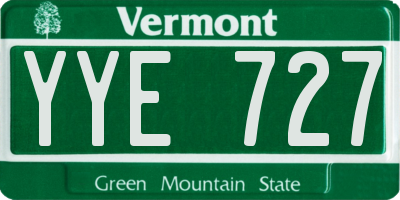 VT license plate YYE727