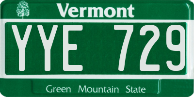 VT license plate YYE729