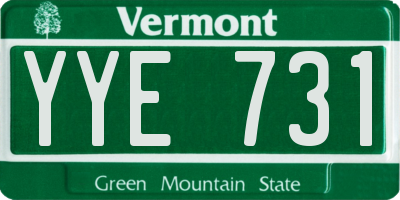 VT license plate YYE731
