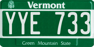 VT license plate YYE733