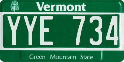 VT license plate YYE734