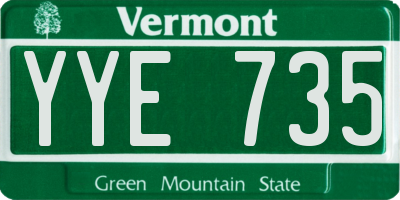 VT license plate YYE735