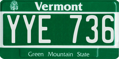 VT license plate YYE736