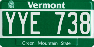 VT license plate YYE738