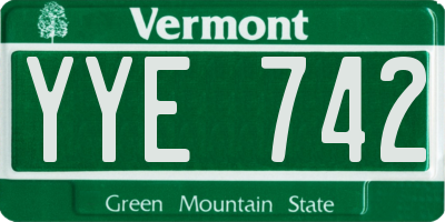 VT license plate YYE742