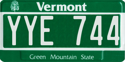 VT license plate YYE744