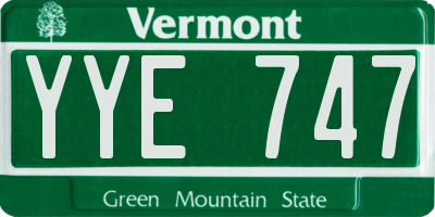 VT license plate YYE747