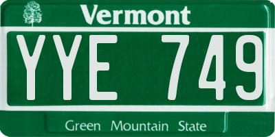 VT license plate YYE749