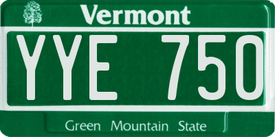 VT license plate YYE750