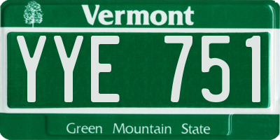 VT license plate YYE751
