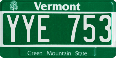 VT license plate YYE753