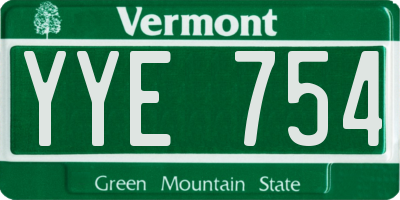 VT license plate YYE754