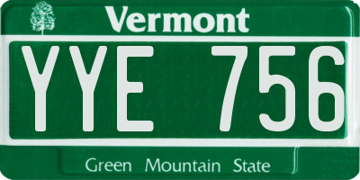 VT license plate YYE756