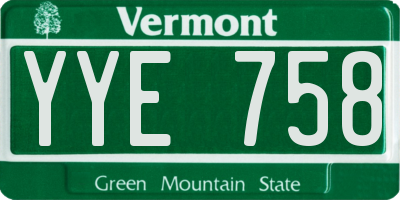 VT license plate YYE758