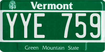 VT license plate YYE759
