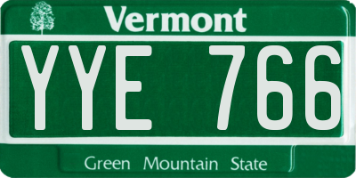 VT license plate YYE766