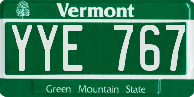 VT license plate YYE767