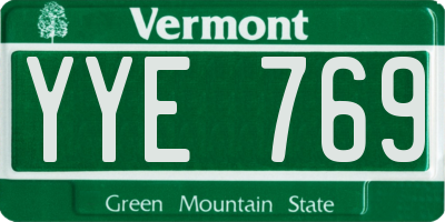 VT license plate YYE769