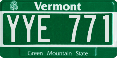 VT license plate YYE771