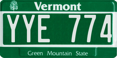 VT license plate YYE774