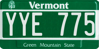 VT license plate YYE775
