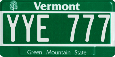 VT license plate YYE777