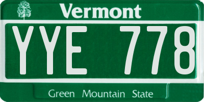 VT license plate YYE778