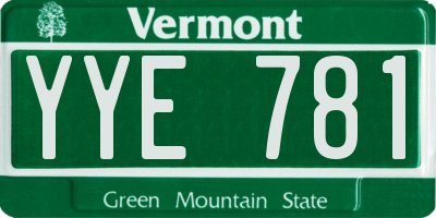 VT license plate YYE781