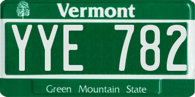 VT license plate YYE782
