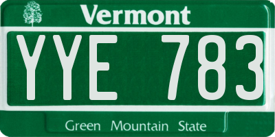 VT license plate YYE783