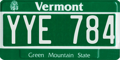 VT license plate YYE784