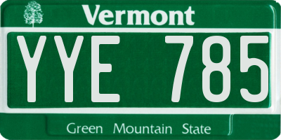 VT license plate YYE785