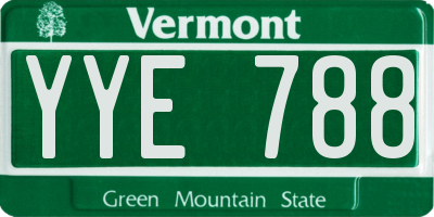 VT license plate YYE788