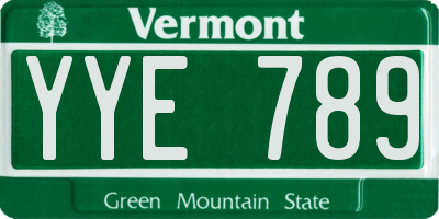VT license plate YYE789