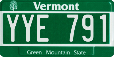 VT license plate YYE791