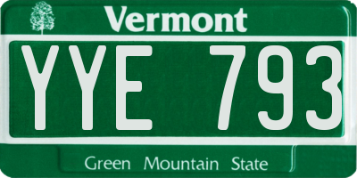 VT license plate YYE793