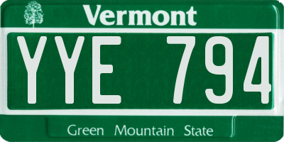 VT license plate YYE794