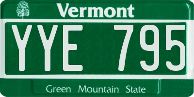 VT license plate YYE795